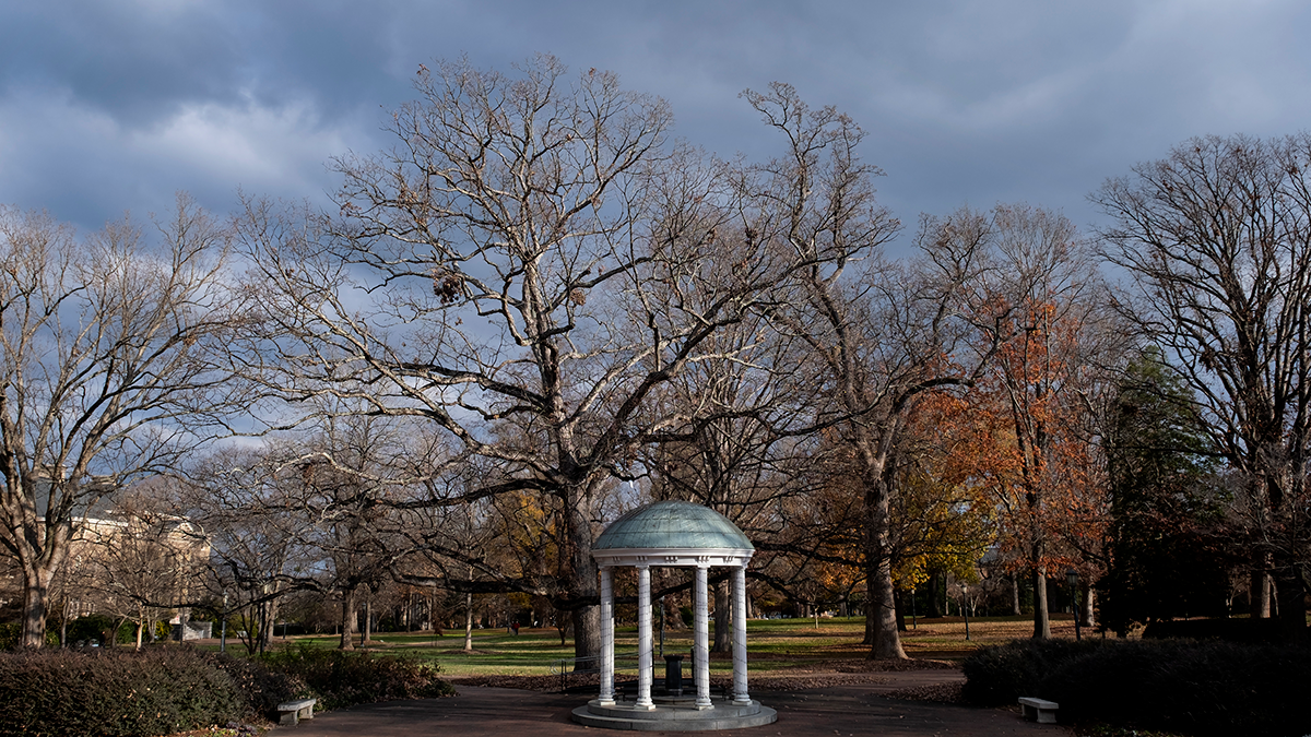 The Old Well during winter with a dark sky.